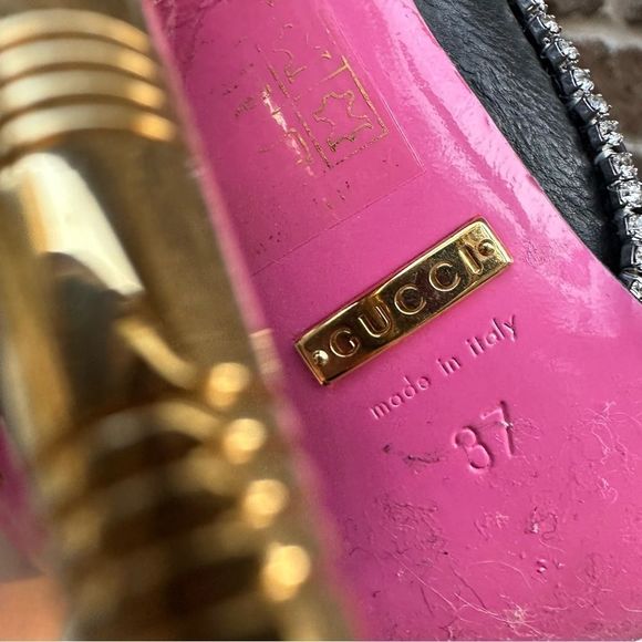 Gucci Black Heeled Boots with Gold Accents - Picture 9 of 9